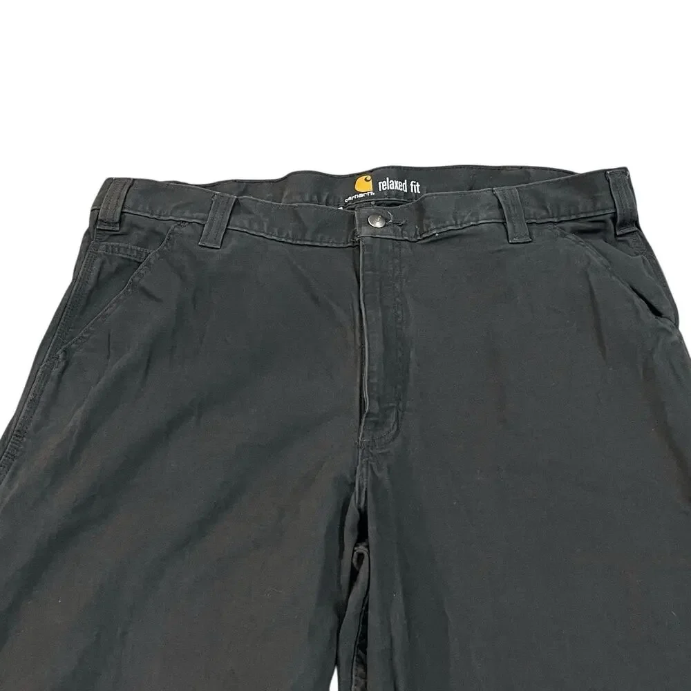 Carhartt Mens Relaxed Straight Rigby Dungaree Pants 40x30 Gravel Gray Workwear - Picture 2 of 10